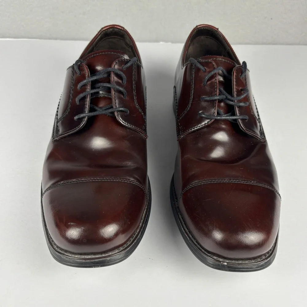 Johnston & Murphy Atchison Cap Toe Derby Dress Shoes 9.5M Burgundy Leather Mens